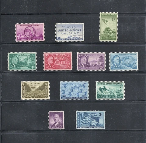 1945 - Commemorative Year Set - US Mint Never Hinged Stamps LOW PRICES Cover