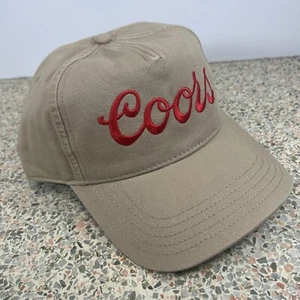 Coors Beer Hat American Needle Khaki Red Script Logo Snapback Tan Golf Cap NWT - Picture 1 of 4