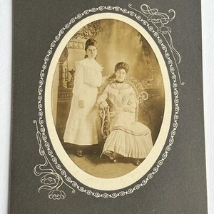 Antique Photograph Cabinet Card Beautiful Young Women Sisters Great Hair - Picture 1 of 9
