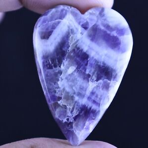 63.50 Ct Chevron Amethyst Cabochon Plain Loose Gemstone Long Heart Shape