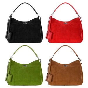 Damen Hobo Slouch Schultertasche Tasche Echt Wildleder Leder Stilvolle Handtaschen Handtasche - Bild 1 von 16