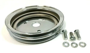 SB Chevy 2 Groove Crank Double Crankshaft Short Water Pump SWP Pulley 283 - 350 - Picture 1 of 2
