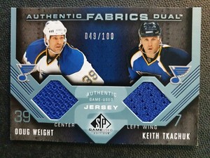 2007-08 SP Game Used Authentic Fabrics Duals #AF2WT Weight/Tkachuk #049/100