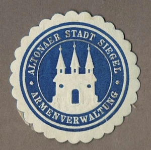 Siegelmarke Hamburg: ALTONAER STADT SIEGEL / ARMENVERWALTUNG (blau) - Picture 1 of 1
