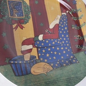Vintage Warren Kimble Christmas Holiday Cheer Plate Santa Tree Cat Tree Reindeer - Picture 1 of 9