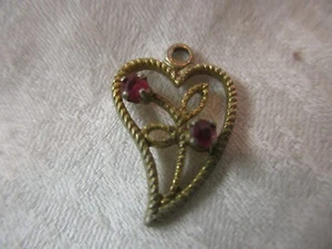 Vintage 12K GE Pendant Heart with 2 Rubies - Picture 1 of 3