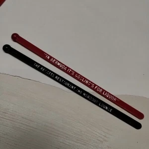 Lot of 2 Swizzle Sticks Vintage Bermuda Regatta Restaurant Harbour Lounge - Picture 1 of 4