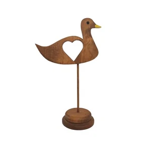 Escultura de pato de madera rústica hecha a mano tallada en madera maciza arte popular granja de 15" - Imagen 1 de 11