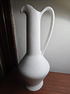 Vintage Royal Haeger #456 Large 18 1/4" White Textured Vase/Turquoise Interior - Picture 1 of 13