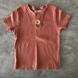 Vintage Y2K Mighty Fine Baby Tee Ribbed Sunflower Top Granola Girl Boho Grunge L - Picture 1 of 9