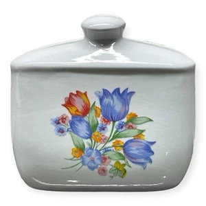 Corelle Corningware Napkin Holder Fresh Cut Flowers Tulips Vintage Discontinued - Picture 1 of 10