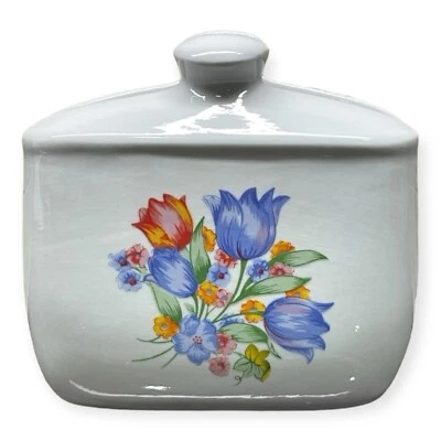 Corelle Corningware Napkin Holder Fresh Cut Flowers Tulips Vintage Discontinued - Image 1 of 4