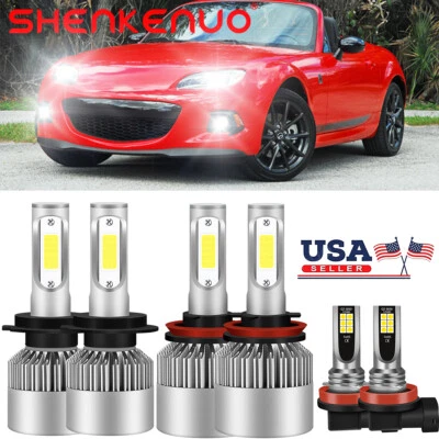 For Mazda MX-5 Miata 2006-2014 LED Headlights High /Low Beam+Fog Light Bulbs Kit - Image 1 of 4