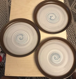 Dash of That Tracy Pattern Ceramic Stoneware Dinner Plate Set of three (3)Brown - Picture 1 of 8