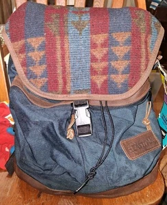 Vtg NOS Eastpak Arrowhead Pak'r Tribal Pattern Wool Flap Leather Bottom - Picture 1 of 7