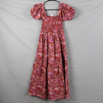 Kachel Anthropologie Dress 8 Tilly Shirred Cotton Midi Multi Floral Puff Sleeve - Image 1 of 4