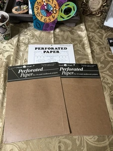 Lot Of 3 Brown Perforated Paper Mill Hill/Yarn Tree 14 Count 9x12” Pack of 2 Ea - Picture 1 of 10