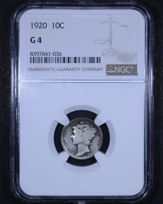 1920 Mercury Dime - 10c NGC G4 - Affordable Example! - Image 1 of 4