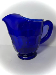 Mosser Vintage Cobalt Blue Glass Pitcher Georgian Honeycomb Pattern - Picture 1 of 9