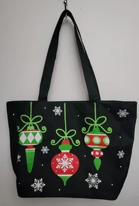 Weihnachtsschmuck Design schwarz Canvas Tragetasche Reißverschluss - Bild 1 von 3