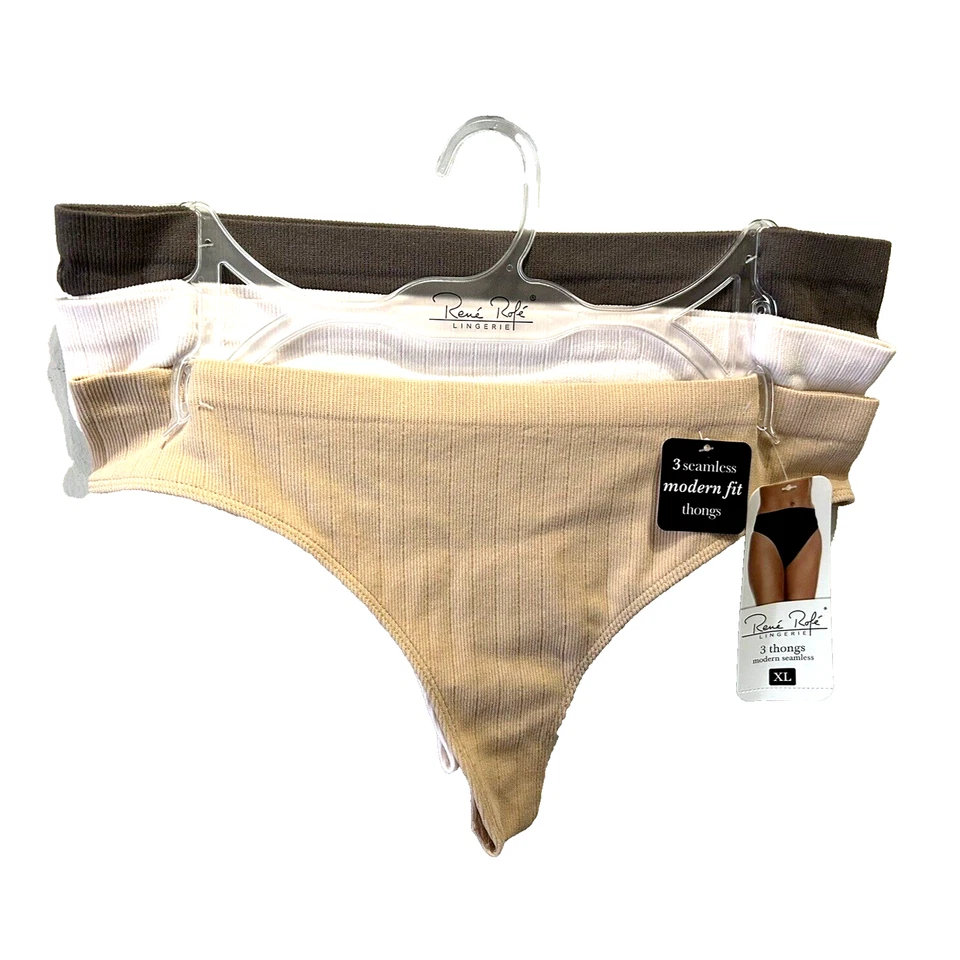 Nuevo con etiquetas Conjunto de 3 bragas de tanga sin costuras para mujer Rene Rofe talla XL 14 16 Foto 1 de 4