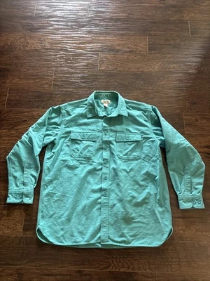 LL Bean Chamois Flannel Shirt Men XL Reg Traditional Fit Green Outdoors - Image 1 of 4