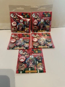 5- Nintendo Super Mario 5 badges Pack. - Picture 1 of 1