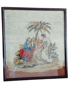 Antique 1852 Victorian Berlin Wool Work Biblical Scene – Framed Needlepoint Art. - Picture 1 of 6