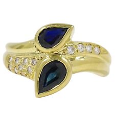 Blue Sapphire 1.51ct Diamond 0.14ct Ring K18 Yellow Gold US 5.8g