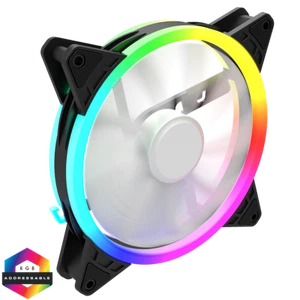 GameMax Velocity 14 cm 140 mm ARGB Lüfter 3-polig M&F Aura Header & 3-polig Power 24 LEDs - Bild 1 von 11