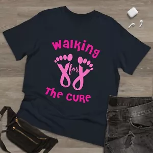 Walking for the cure breast cancer tee, Breast Cancer Awareness pink ribbon top - Picture 1 of 7