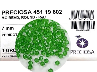 144 Cristales Checos Genuinos Preciosa 7mm Verde Peridoto Rosario Tamaño Cuentas Redondas Foto 1 de 4