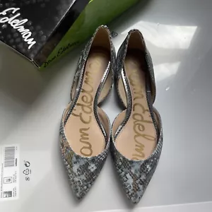 Sam Edelman Rodney D'orsay Ballet Flats Dusty Blue snake print Leather 7.5M - Picture 1 of 4