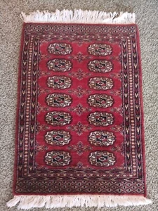 Bokara Deep Red Silky Wool Denser Weave Hand Knotted Oriental Rug - Picture 1 of 6