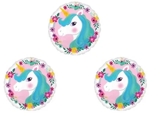 Cute Unicorn Blue Mane 3 piece Birthday Balloons Supplies Party Baby Shower - Picture 1 of 1