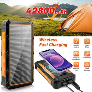 42800mAh Super 4 USB Portable Charger Solar Power Bank Flashlight for Cell Phone - Picture 1 of 12