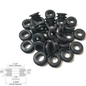 Pack of 20 Rubber Grommets 7/8" Inside Diameter - 1/4" Groove Width - Fits 1-1/4 - Picture 1 of 2