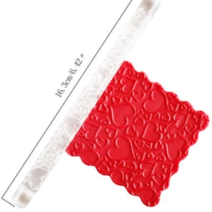 Corazones Rolling Pin Mini pastel de acrílico en relieve Decoración de galletas glaseadas fondant - Imagen 1 de 7