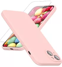 Abitku iPhone 14 Kompatible Hülle mit Displayschutzfolie Silikon Pink