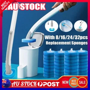 Disposable Toilet Brush Set Replaceable Head Long Handle Cleaning Scrubber ToSW - Picture 1 of 18