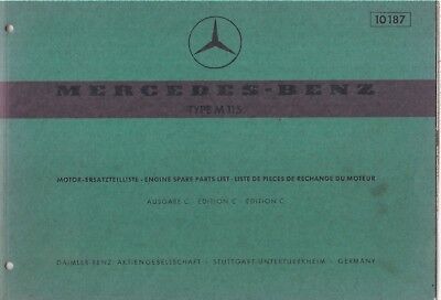 Mercedes Benz M115 2.0 2.2 4-cyl Petrol Engine 1971 Factory Parts Catalogue • 95.28€