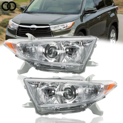 For Toyota Highlander 2011 2012 2013 Headlights Left+Right Side Headlamps Chrome - Image 1 of 4
