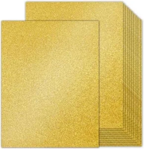 100 Sheets Double-Sided Gold Glitter Cardstock 8.5 x 11, 80lb No-Shed Shimmer - Picture 1 of 7