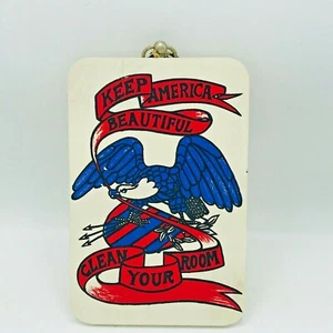 Vintage Keep American Beautiful Clean Your Room Sign Cutting Board Eagle Patriot - Picture 1 of 5