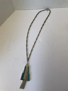 COLLAR VINTAGE AÑOS 30 WHITING & DAVIS PLATA TURQUESA FLECOS Suroeste - Imagen 1 de 5