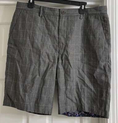 Pantalones Cortos Robert Graham Gris Lino Tweed 9" Para Hombre ¡Talla 36! Foto 1 de 4