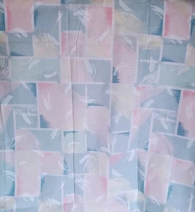 Vintage 90's Cotton Fabric 44" x 3 yards Square Pastel Pattern Pink Blue Yellow - Picture 1 of 6