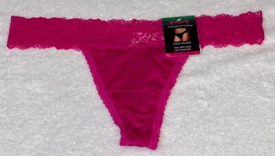 MAIDENFORM Sexy Scalloped Must Have Lace Fuchsia Red Thong Panty NEW Womens L 7 - Image 1 of 4