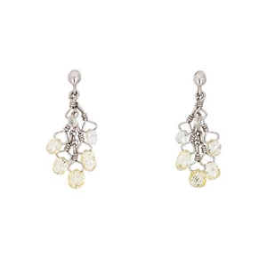 Pendientes con flecos de diamantes Briolette de 0,60 quilates con gotas de platino joyería fina - Imagen 1 de 3