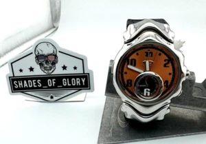 OAKLEY JUDGE DUAL TIME COPPER DIAL W/ BLACK CROCODILE LEATHER BAND WATCH RARE - Picture 1 of 13